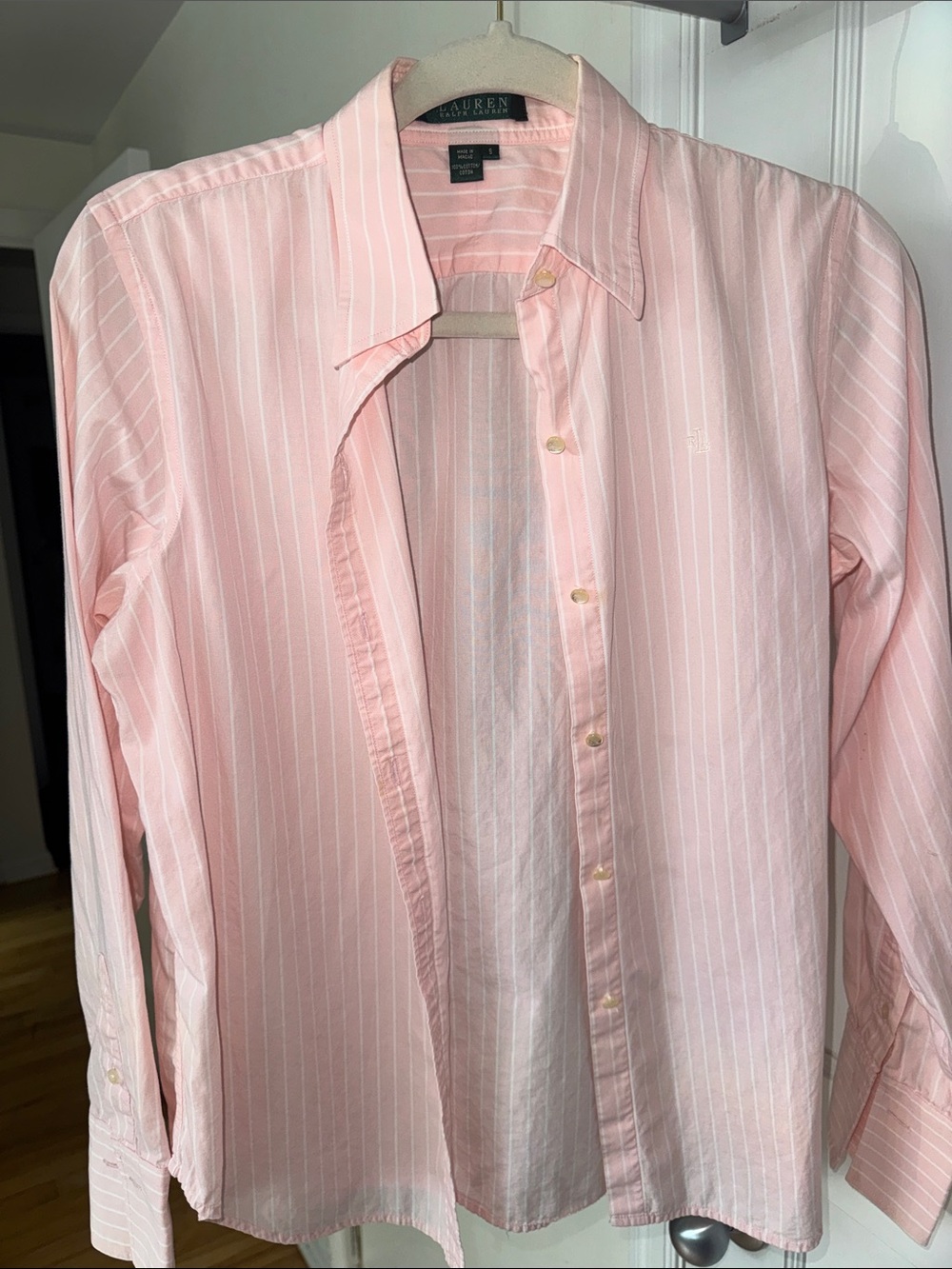 Lauren Ralph Lauren Pink Striped Button-Down Shirt Small